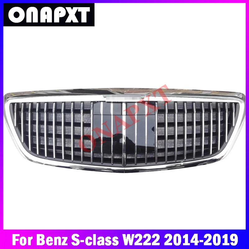 

For Mercedes-Benz S class W222 S450 S500 S560 S680 Bumper Front Grill Styling Middle Grille to Maybach Vertical Bar 2014-2019