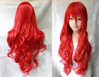 kids girls princess dress up 80cm anime the little mermaid princess ariel cosplay wig party stage synthetic red wavy hair