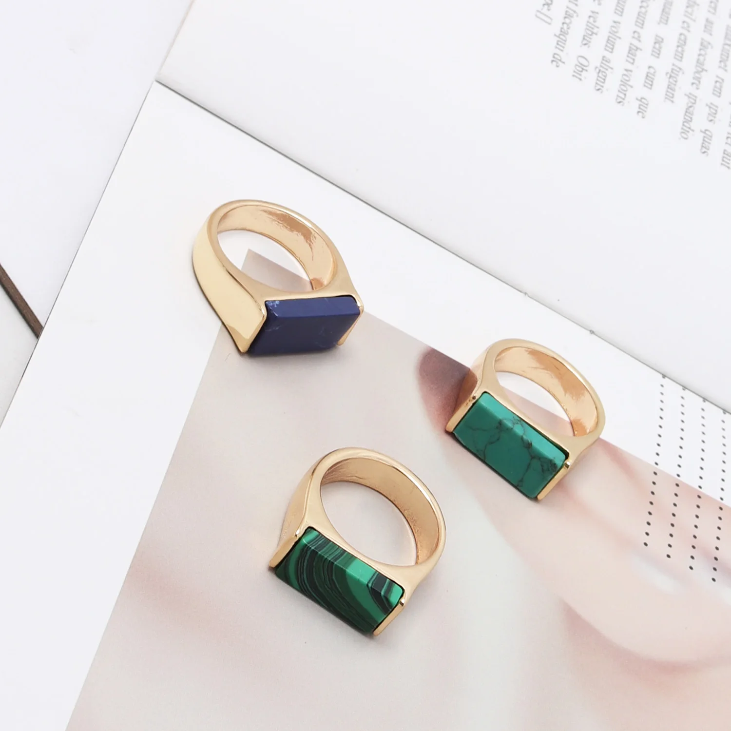 Новое поступление яркие Квадратные Кольца с большой шириной модное мужское и