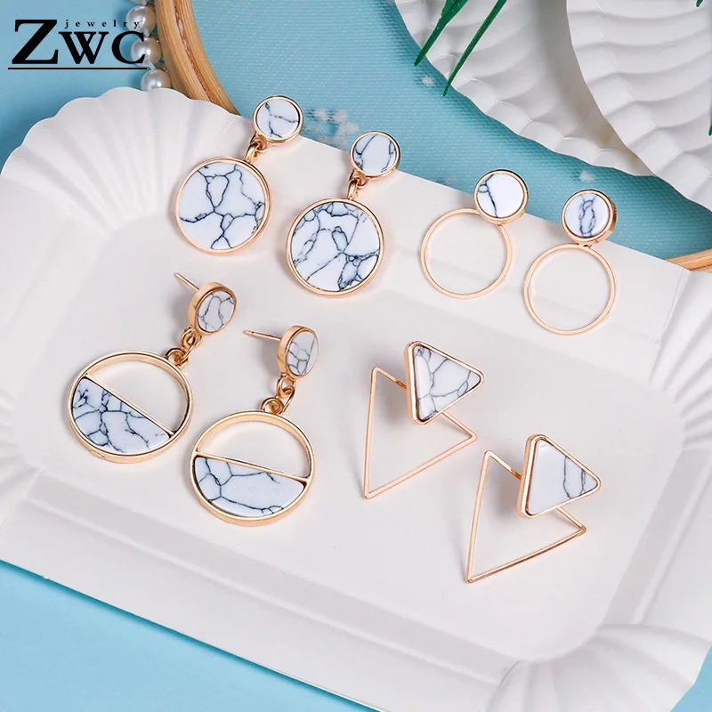 ZWCX, модные, в стиле панк, треугольные, круглые, геометрические, искусственный камень, висячие серьги для женщин, винтажные акриловые серьги, ювелирные изделия, brincos