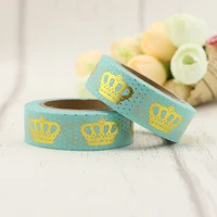 1pc 15mm10m gold foil crown washi tape set attractive pda homemade stickers decorative washi tape designer mask washi tapes