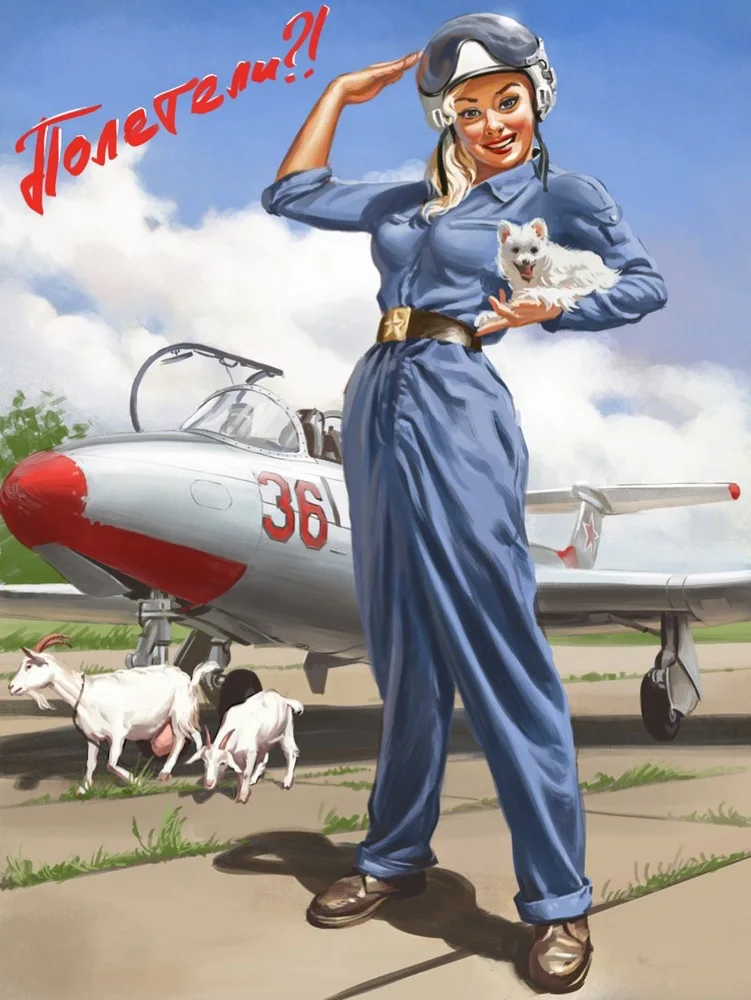 Винтажный советский русский штифт для девочек стюардесса ретро постер холст