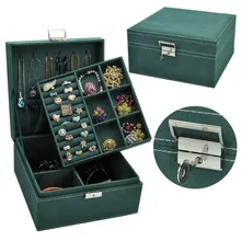 Korean princess velvet jewelry storage box simple solid color double layer flannel jewelry box hot sale