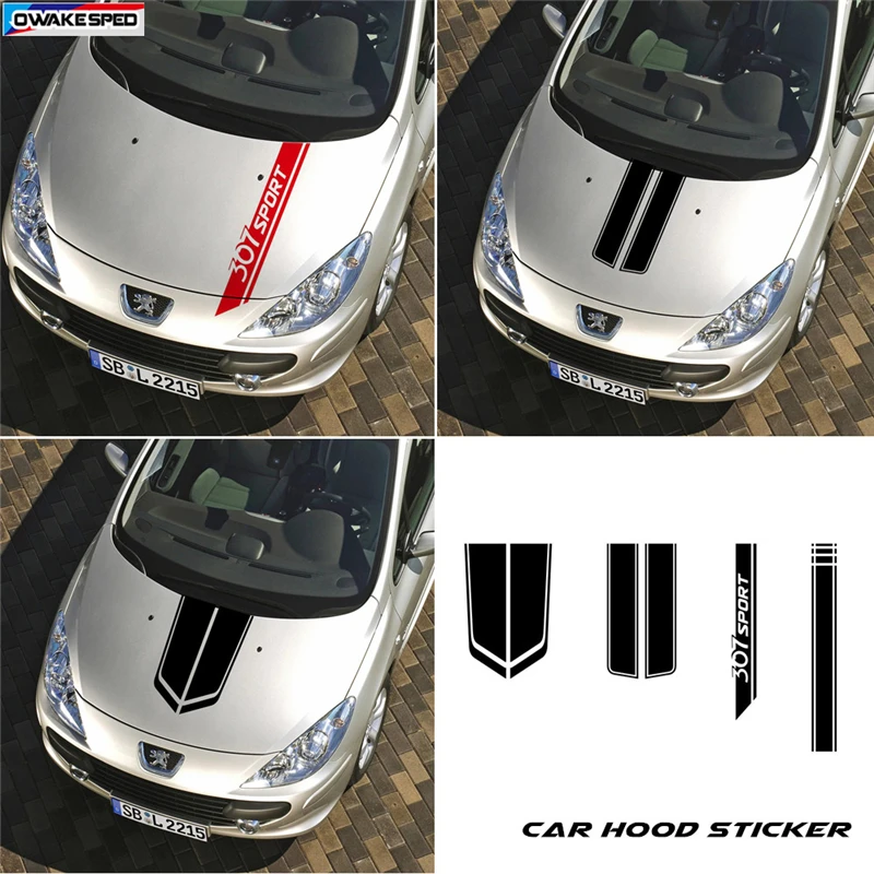 Спортивные полосы наклейка на капот автомобиля для PEUGEOT 307 CC SW украшение крышку