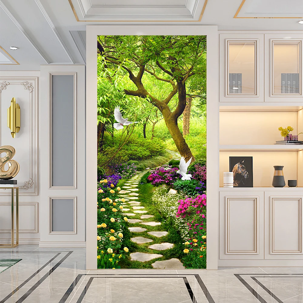 Очаровательный лесной пейзаж настенные стикеры сделай сам дверь домашний декор