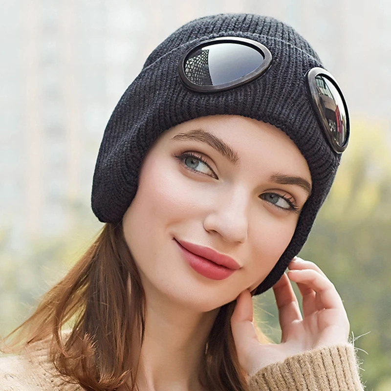 Ветрозащитные очки искусственная трикотажная шляпа женская маска толстая