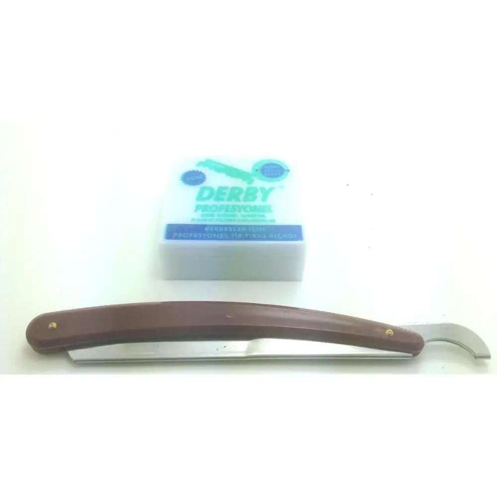 

100 Blades Single Edge DERBY with red claret Straight Edge Barber Razor+tracking