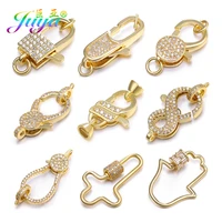 juya diy fastener hooks supplies gold silver plated connector lobster clasp accessories for natural stones pearls jewelry making