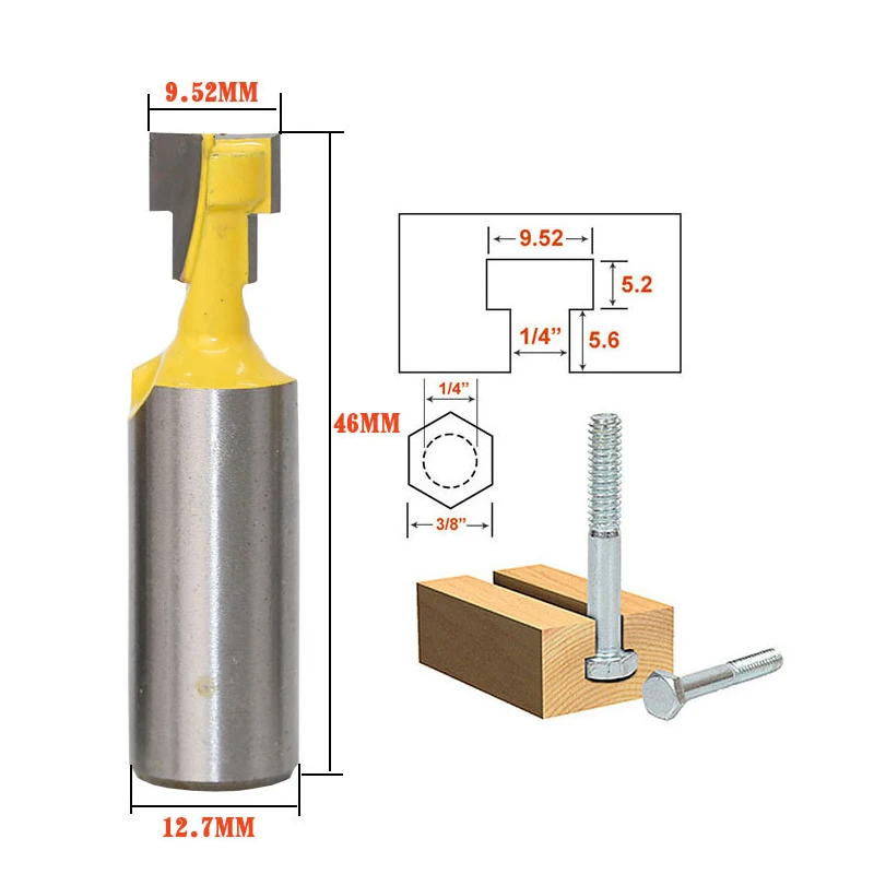 

1/2 ''12,7 мм хвостовик Т-образный резак фреза стальная ручка 3/8'' | 1/2 ''Длина деревообрабатывающие фрезы