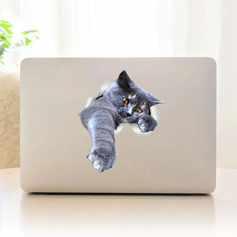 

S30969# Self-adhesive Decal PLAYING GREY CAT Car Sticker Motorcycle Laptop Waterproof Auto Decors on Bumper Rear Window Laptop