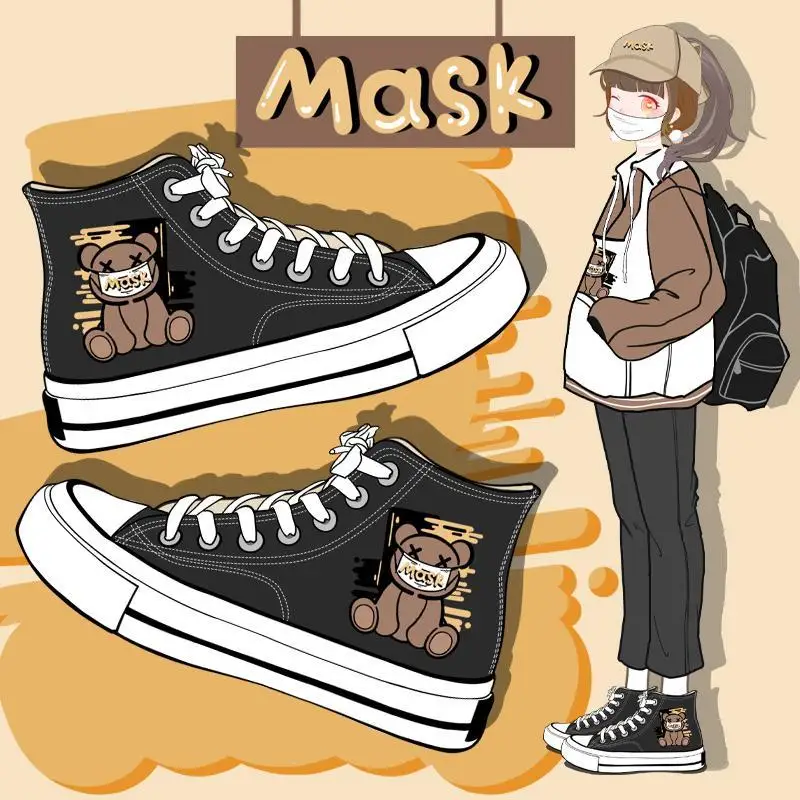 

Кеды женские с граффити, Повседневные высокие кроссовки в стиле хип-хоп, дышащие, плоская подошва, для девушек и студенток, черные, осень