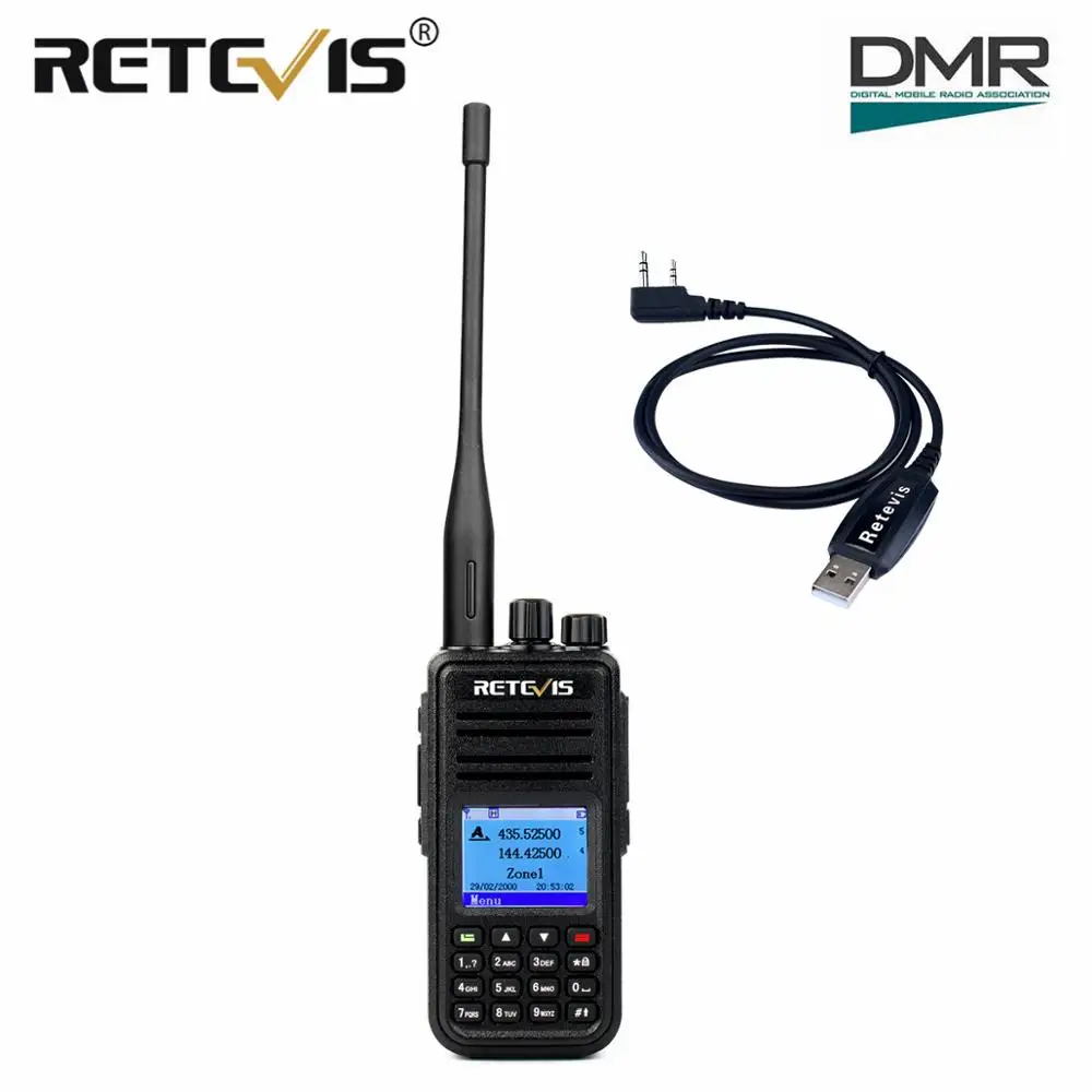 

Dual Band DMR Digital Radio Retevis RT3S Walkie Talkie UHF VHF Radio GPS DCDM TDMA Ham Radio Staion Dual Time Slot VOX + Cable