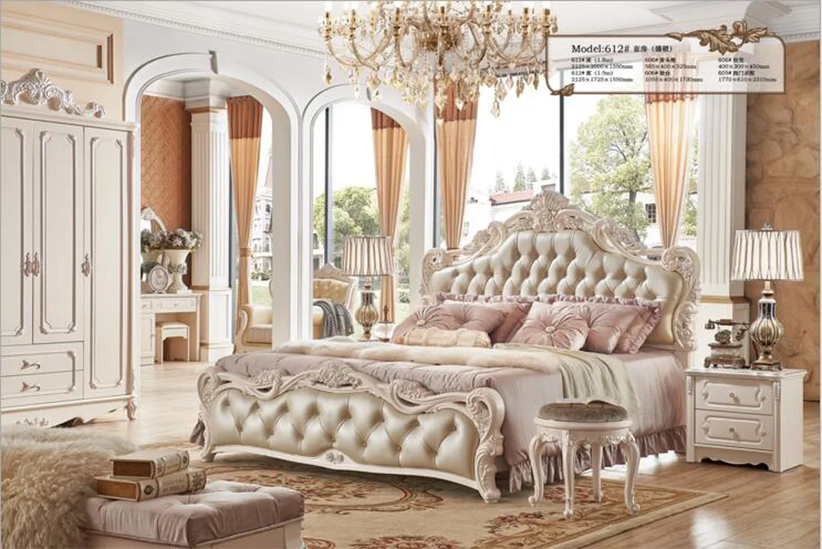 

solid wood bed 2 people Fashion European French Carved bedside 1.8 m bed a1242