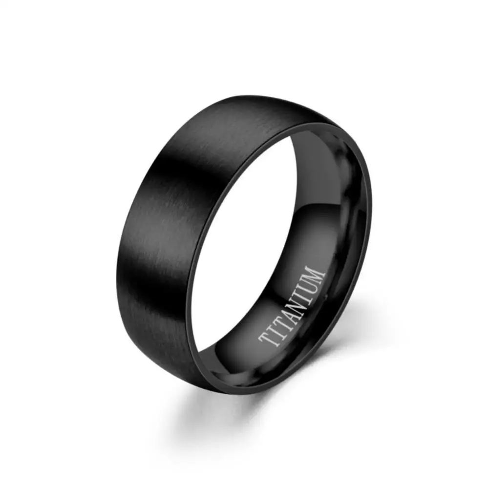 Мужские титановые кольца 8 мм, черные ювелирные изделия, обручальные мужские кольца, размер 6-13, 100%