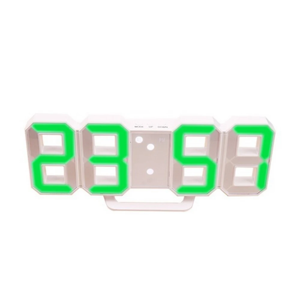 Green A 3D большой светодиодный цифровой настенные часы с датой Цельсия ночник Дисплей настольные часы будильник для дома гостиная - Цвет: Green A