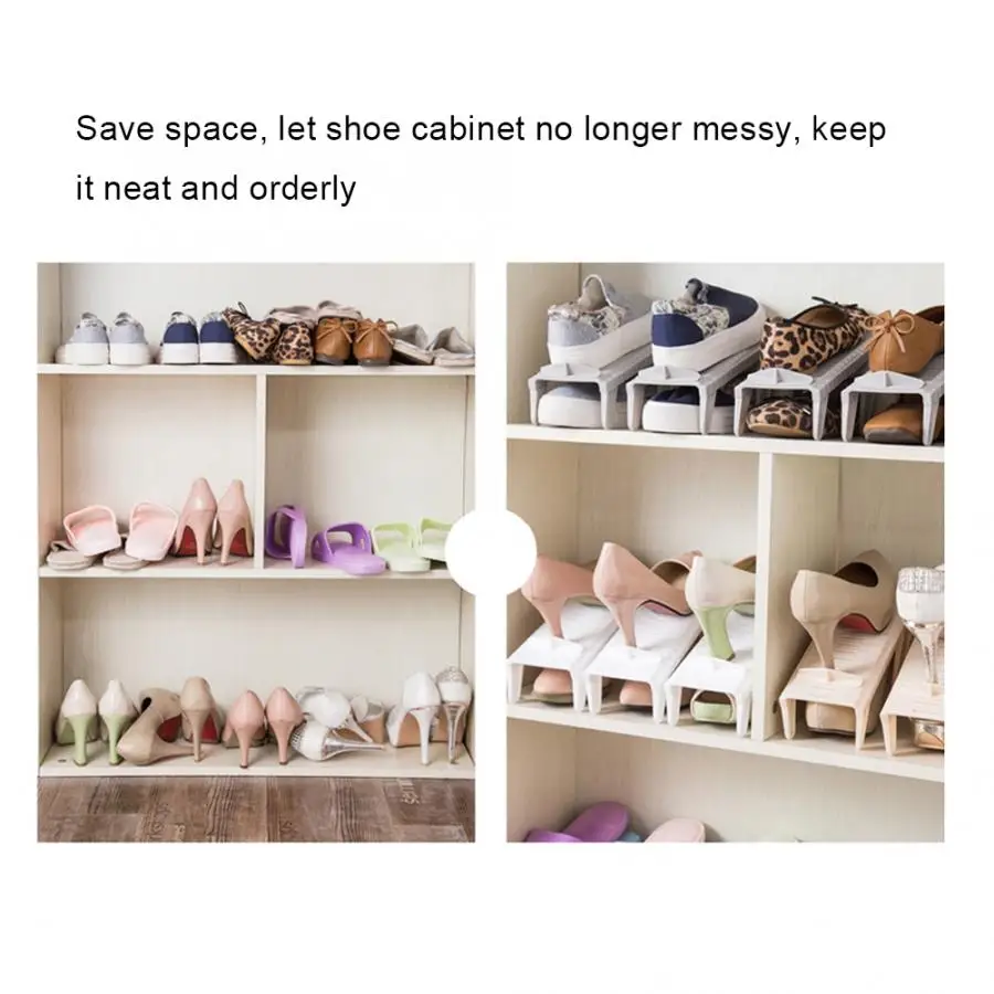 4Pcs Household Shoe Rack Plastic Adjustable Shoes Stand Holder Storage Organizer shoe racks organizers | Дом и сад