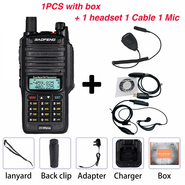 Add mic cab ear Мощный 10 Вт Baofeng UV-9R plus Walkie Talkie UV9R портативный CB Ham Радио 9rhp двухдиапазонный КВ трансивер 4800 мАч двухстороннее радио - Цвет: Add mic cab ear