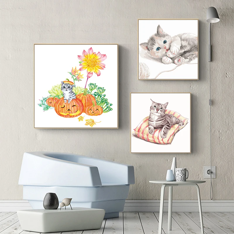 DIY Цифровая живопись картина маслом кот милые животные художественная ручная