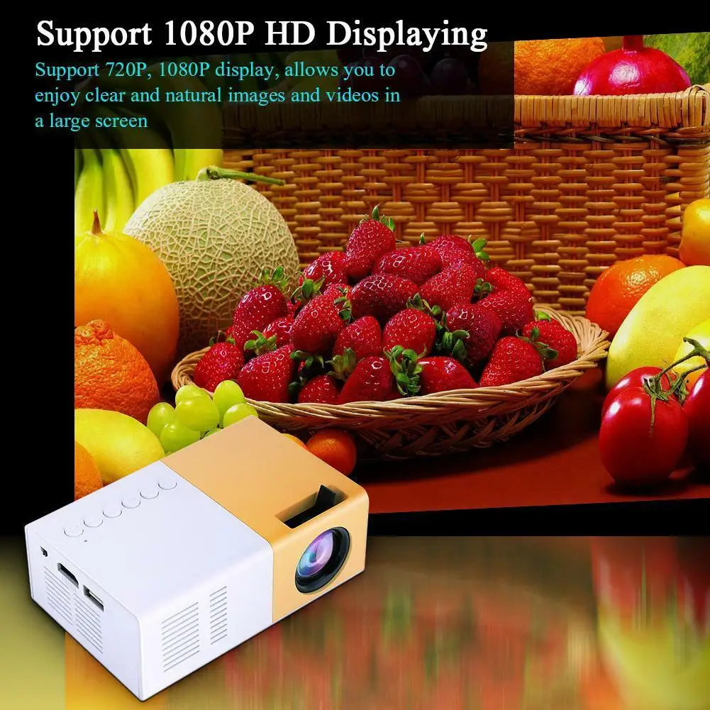 Портативный J9 1080P Мини проектор домашний кинотеатр Мультимедиа с аксессуарами VGA кабель USB HDMI