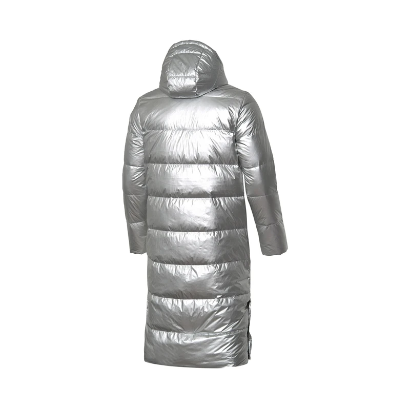 Мужская серия Li-Ning бадминтон длинное пуховое пальто с капюшоном 70% белый утиный