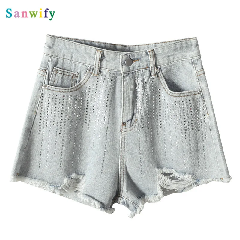 Шикарные шорты Для женщин 2020 потертые Рваные джинсовые Джинсовые Уличная из