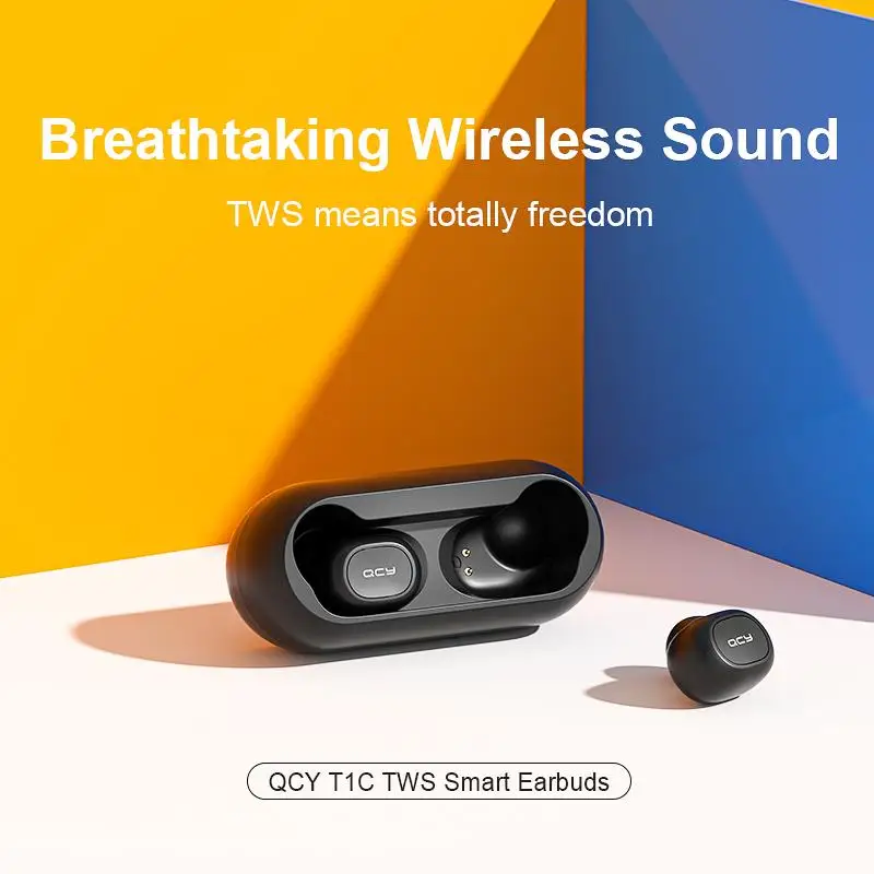 2020 Новинка QCY T1C Мини Bluetooth наушники с переключателем master slave микрофоном