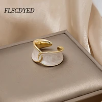 flscdyed vintage geometric wave enamel dripping oil gold rings for women fashion korean girl adjustable opening rings jewelry