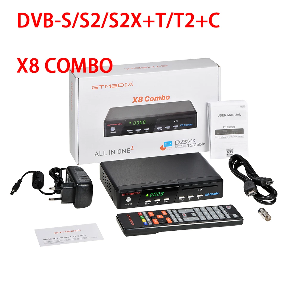

2021 NEW GTMedia X8 combo satellite receiver,10bit, DVB-S2/S2X+T2/Cable,Multi-PLP,Support Albertis/Tivusat/BBC Satback,Youtube