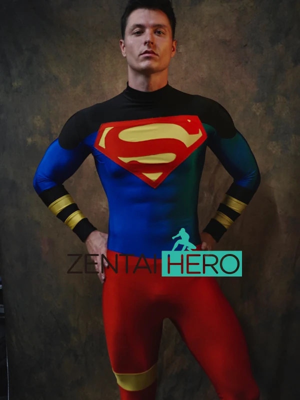 Новое поступление комикс костюм супермальчика для косплея спандекс Zentai Catsuit