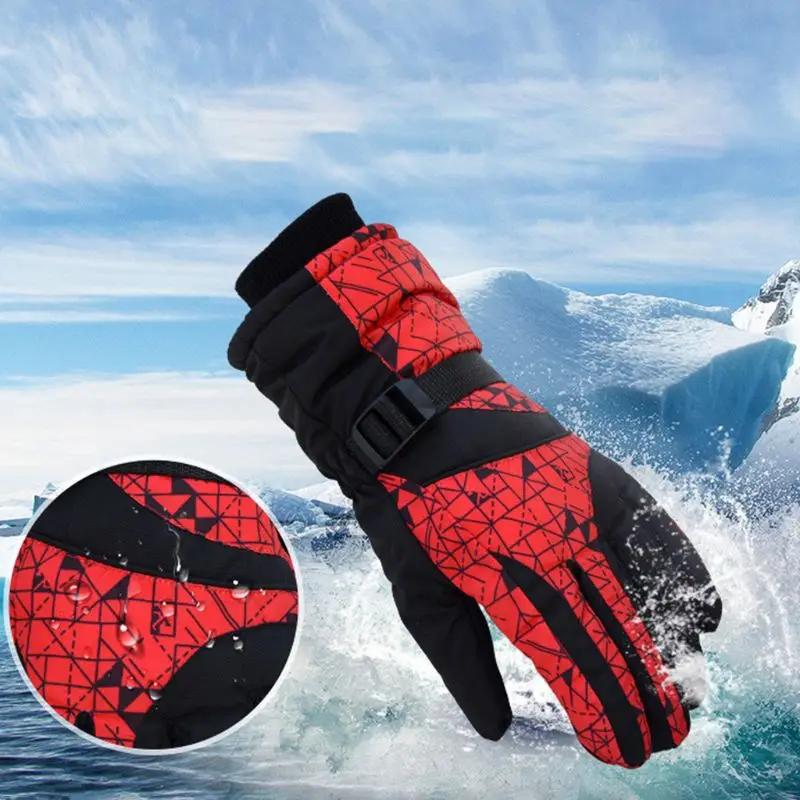 Зимние камуфляжные полосатые лыжные перчатки унисекс водонепроницаемые теплые