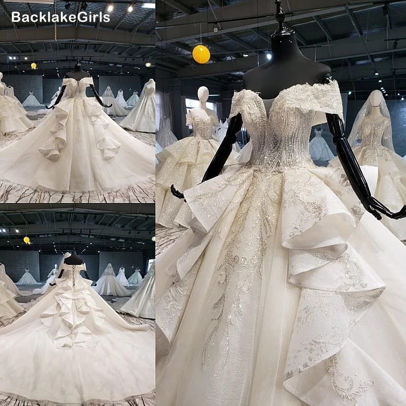 Puffy Wedding Dress 2020 Off Shoulder V Neck Sexy Summer Bridal Dresses For Girl Long Train Vestido De Noiva Princesa | Свадьбы и