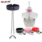 Кожаный чокер, шейный воротник, металлическая цепочка, соска, зажим для груди, БДСМ, бондаж, рабство, эротические аксессуары для пар, игры для взрослых