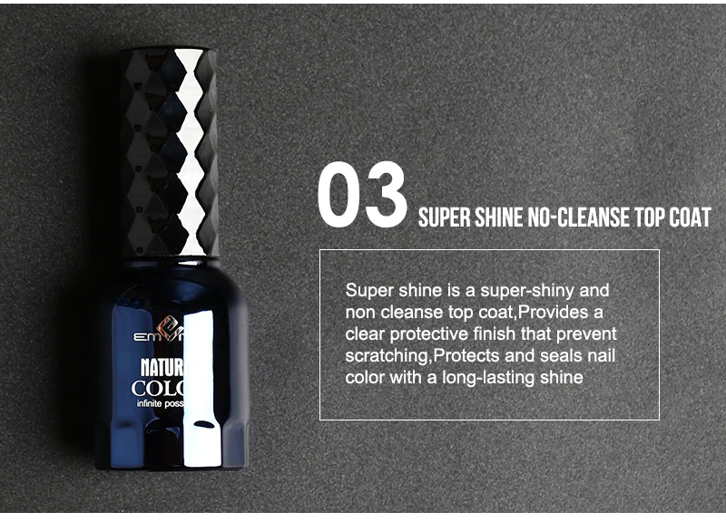 EMENE 3PCS/Lot Base and Top Coat Soak Off Gel Nail Polish Vernis Semi Permanent Gel Lacquer Transparent Nail Art Top Base Primer