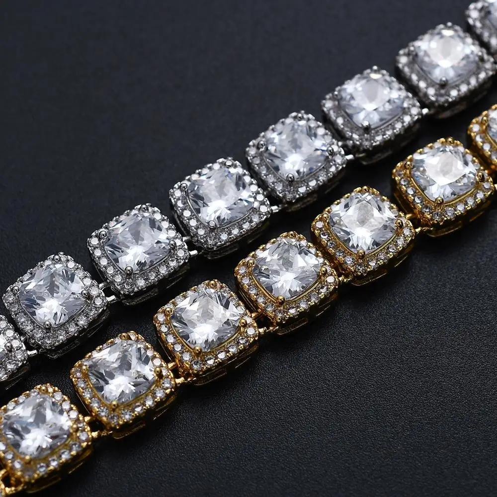 

1 Iced Out Bling AAA Zircon 1 Row Clustered Tennis Chain Necklace Men Hip Hop Jewelry Gold Charms Bracelets for Man Gift
