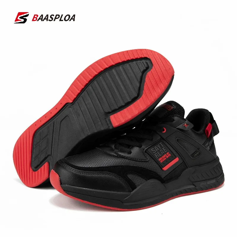 Men's Waterproof Sport Sneakers Lightweight Casual Non-slip Walking Shoes Leather Male Running Shoes Baasploa 2021 New Arriavl