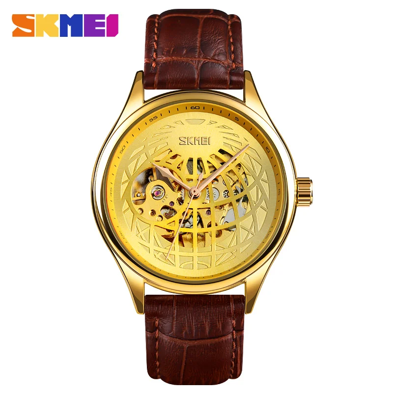 Механические часы для мужчин Роскошные Кварцевые с кожаным ремешком