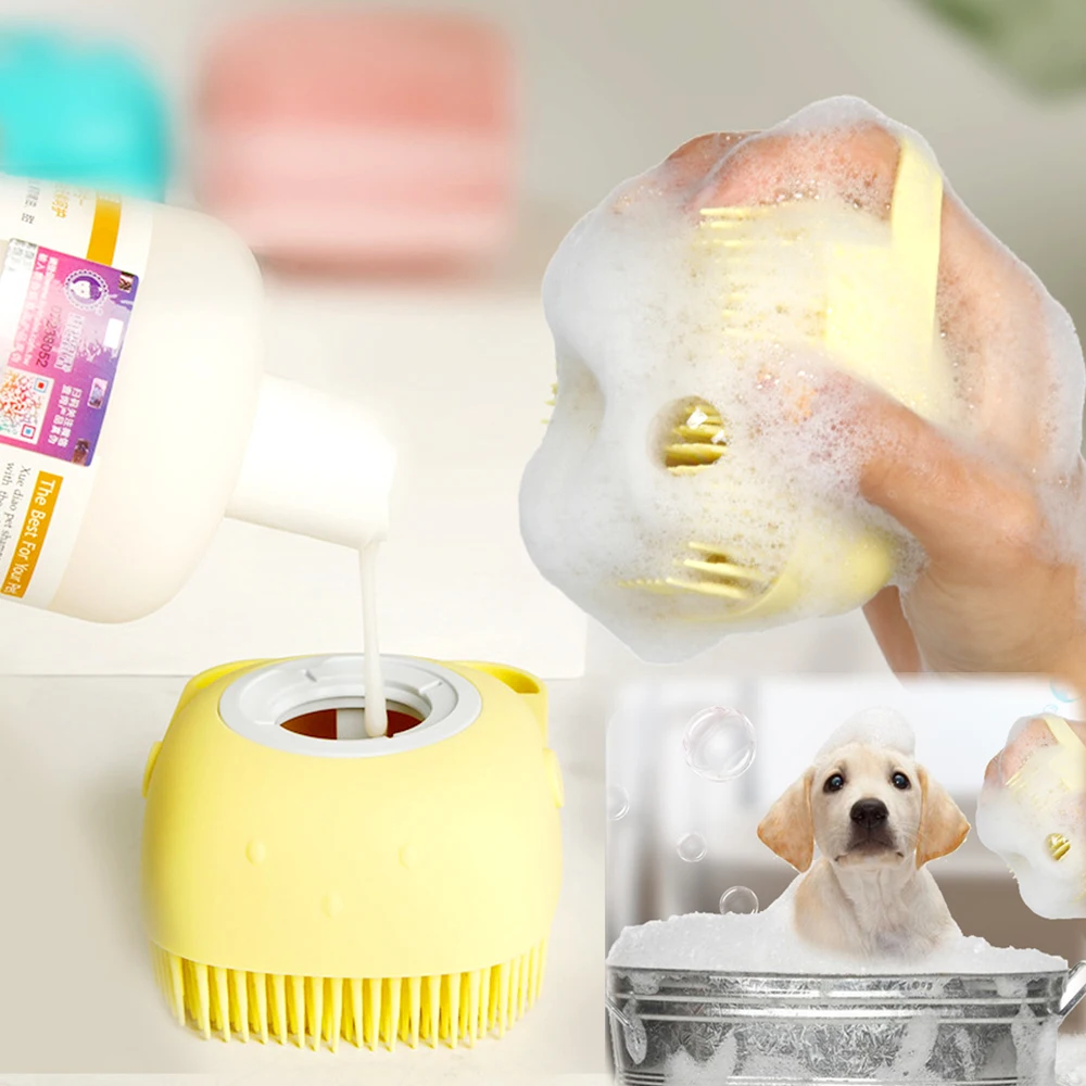 

Pet Dog Brush Cat Grooming Comb Cleaning Tool Pet Bath Shampoo Bath Storage Pets Supplies Hair Removal Soft Silicon Shower Brush