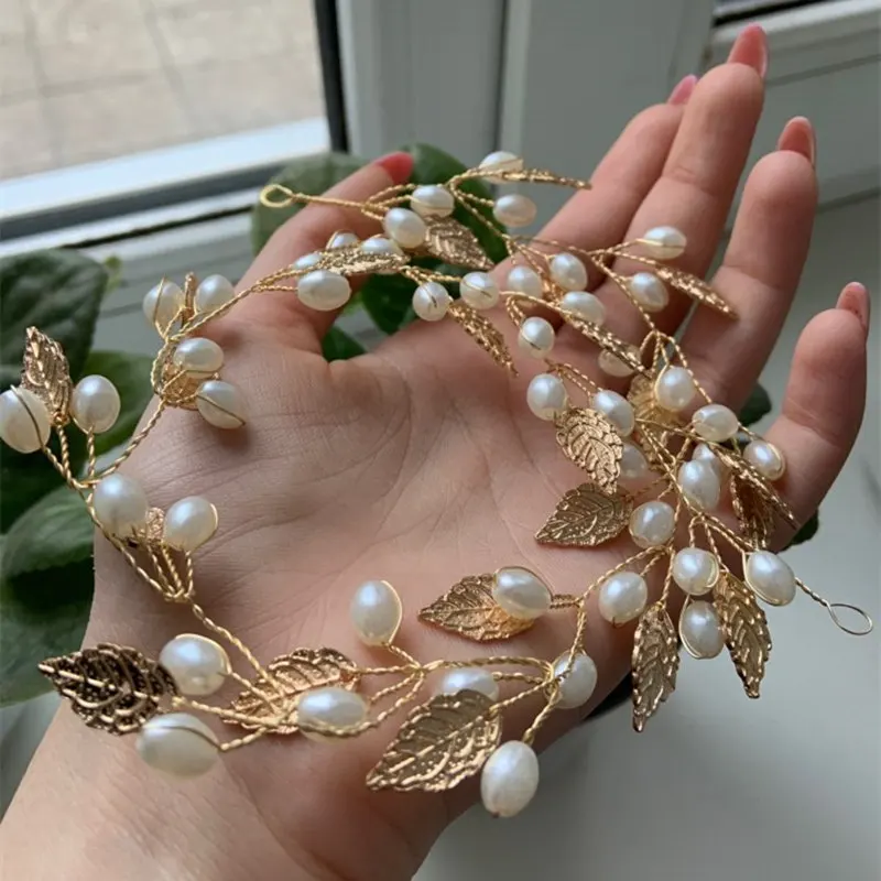 Золотой/серебристый лист плоские с одной стороны перламутровые Стразы повязка