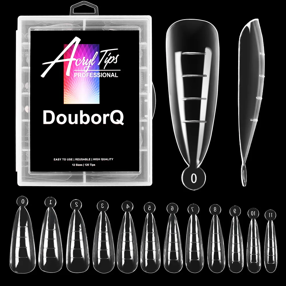 

120pcs Almond Dual Nail Form False Nail Tips Poly Extension Gel System UV Acrylic DIY Nail Decoration Nail Art Mold