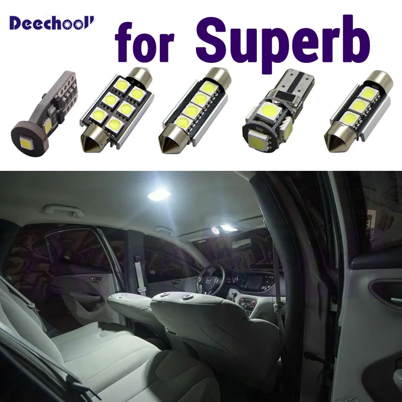 Автомобильные светодиодные лампы Canbus чисто белые для Skoda Superb 3U 3T 3V Sedan Combi 2002 +