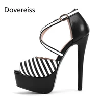 dovereiss fashion summer womens shoes elegant waterproof femmes peep toe party shoes stilettos burgundy heels sandals 36 47