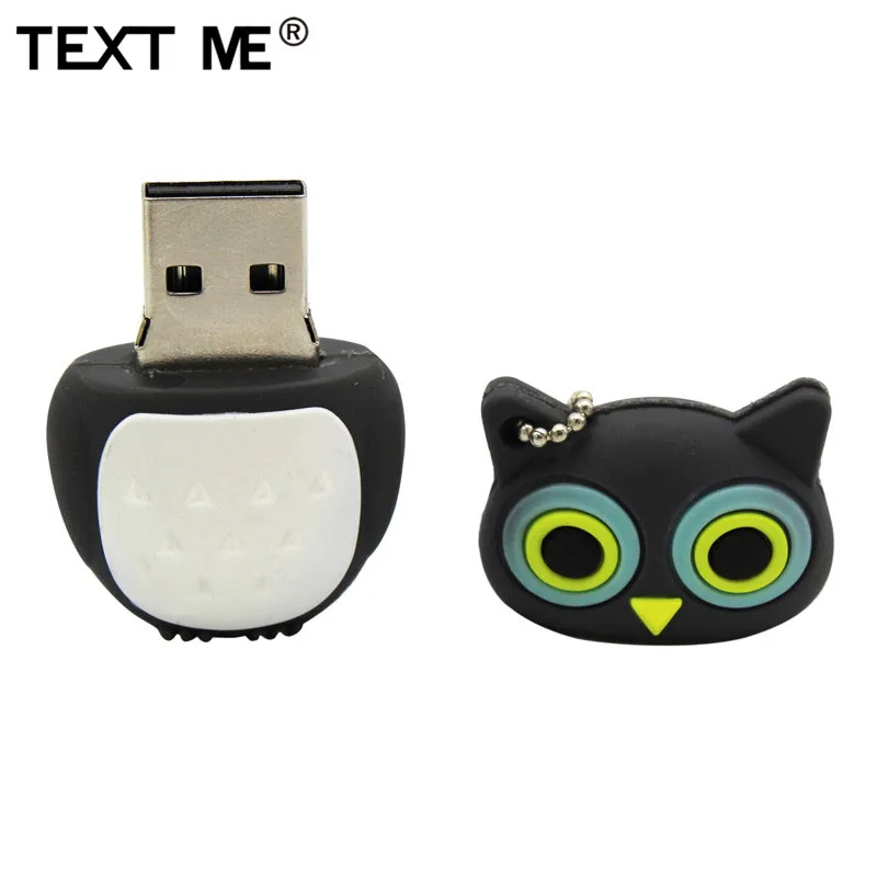 Usb флеш накопитель TEXT ME cartoon pendrive черный розовый синий коричневый с рисунком совы