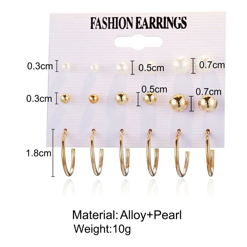 9 пар/лот модные белые AAA CZ золотые мужские серьги наборы маленькие