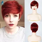 Женский синтетический короткий черный парик DAN BO, винно-красный натуральный парик из волос, Женский термостойкий парик