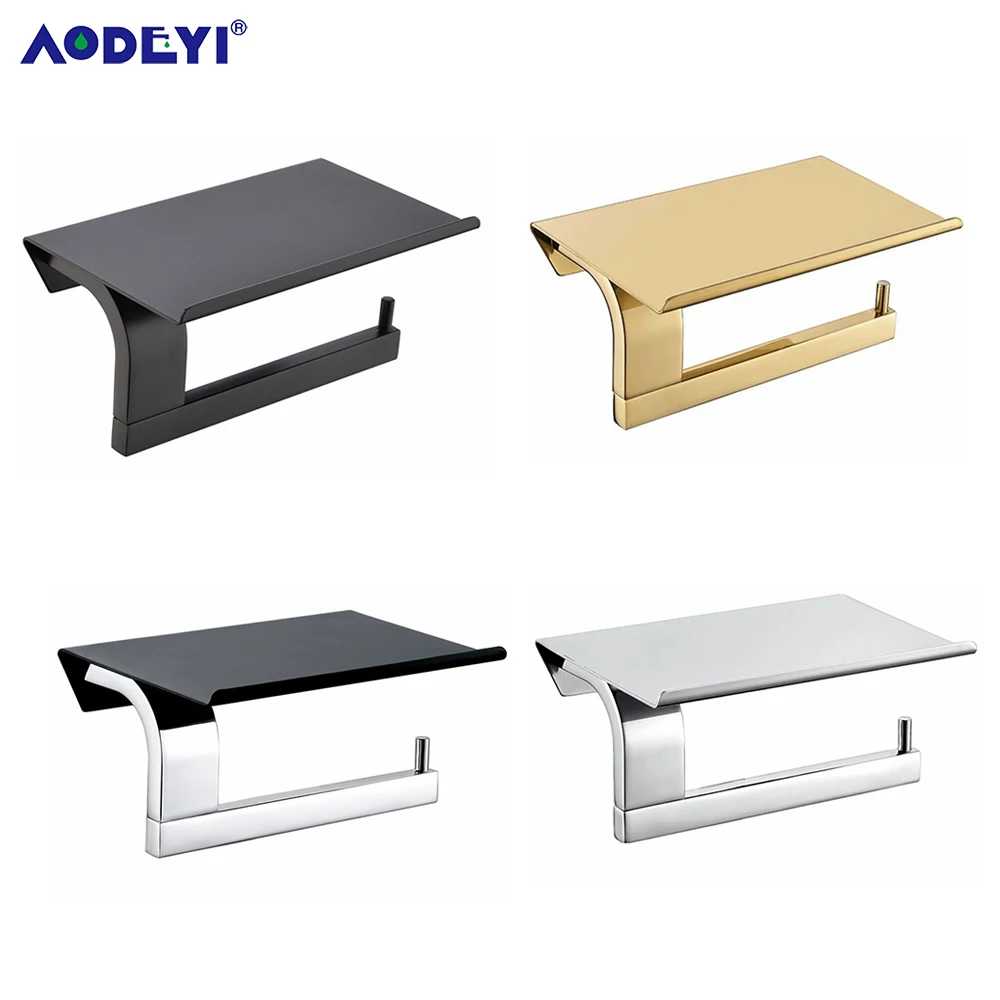 toilet paper holder wall mount tissue roll hanger 304 stainless steel phone platform bathroom hardware set black chrome gold free global shipping