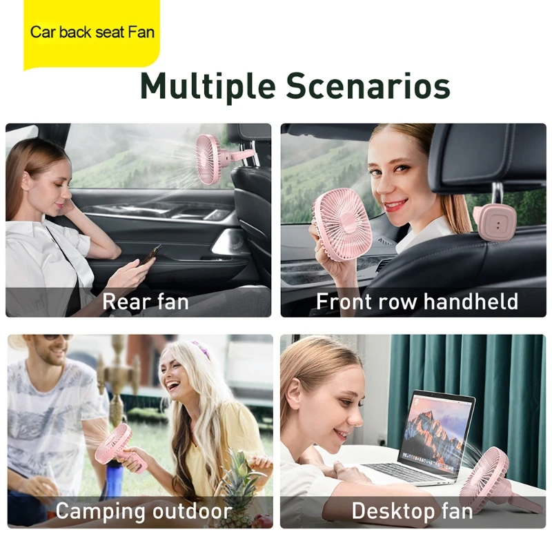 

1000mAh Magnetic USB Rechargeable Truck SUV Car Back Seat Headrest 2 Speed Fan Outdoor Desktop Air Cooling Fan Multifunctional