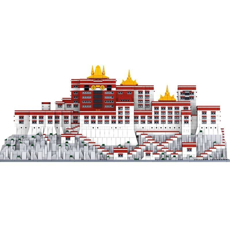 

QUNLONG City Buildings Chinese Architecture Potala Palace Castle Building Blocks City Street View House Educational Kid Toy Gift