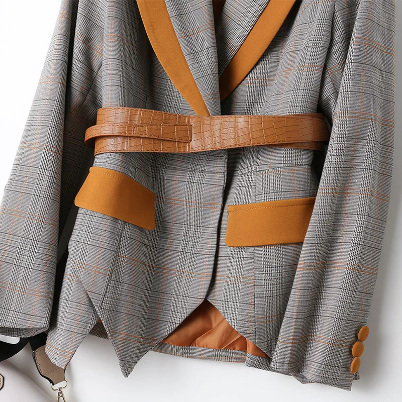 

2019 new fashion slim women's suit two-piece Temperament Plus Size winter plaid blazer Casual pants suit Business set