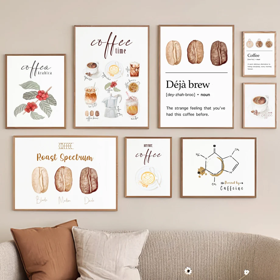 Элегантная кофейная кофеиновая чашка какао настенная Картина на холсте