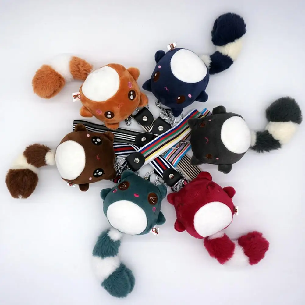 Симпатичная подвеска с длинным хвостом енота плюшевая брелок для ключей